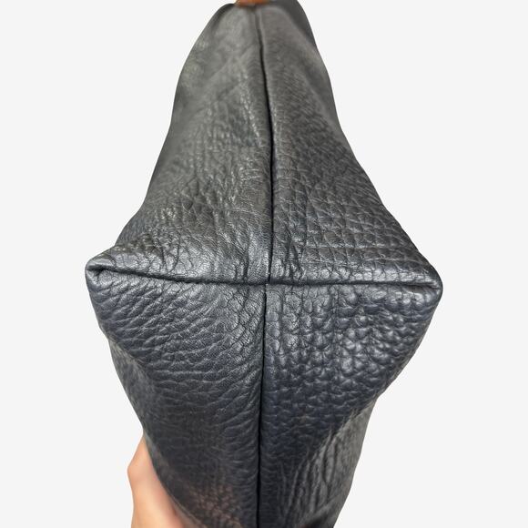 Dooney & Bourke AWL Pebbled Leather Hobo Black British Tan Trim Vintage - Picture 15 of 16